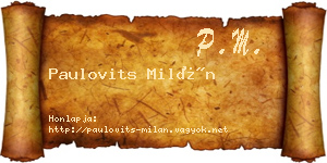 Paulovits Milán névjegykártya
