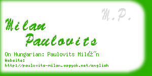 milan paulovits business card